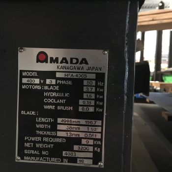 Amada HFA400S band saw for metal