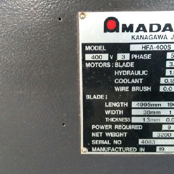 Amada HFA400S band saw for metal