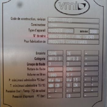 Stainless steel vmi mixer 1000 litres with double jacket