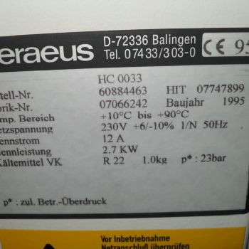 Heraeus HC 0033 Autoclave / Drying stove