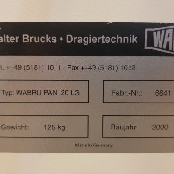 Walter Brucks 20kg Tablet coating machine