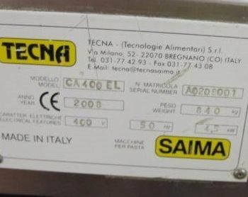 Pasta sheeter TECNA SAIMA