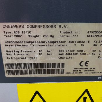 Creemers RCB 15-10 Oiled screw compressor