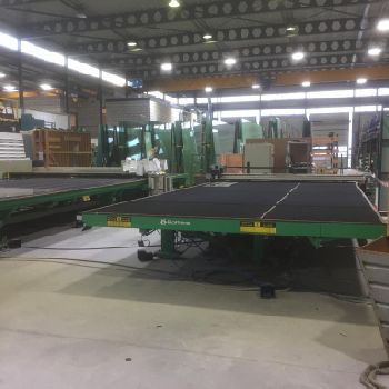 Bottero 352 BCS tilting glass cutting table &amp; 530AVL 46 layered glass cutting table