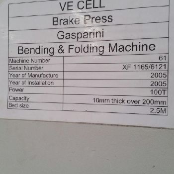 Gasparini X-Press 100-2500 Press brake cnc/nc