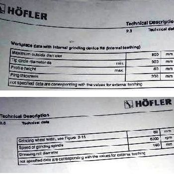 Hofler Rapid 800 Gear grinding machine