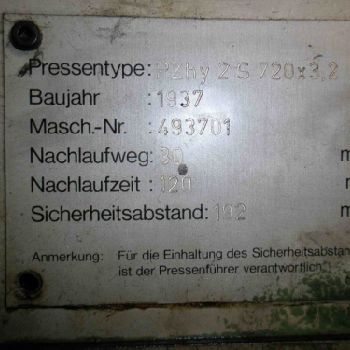 Schuler PZhy 2S 720x3.2 metal press