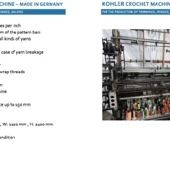 Germany Kohler Crochet Machine Textile machine