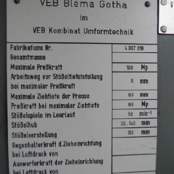 WMW PEE II 160 Single Column Eccentric Press