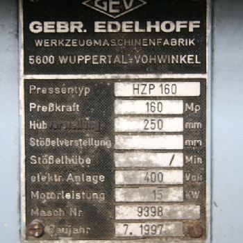 Edelhoff HZP 160 Hydraulic Double-Column Press