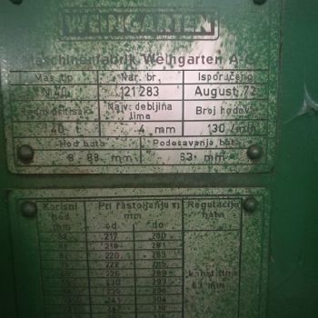 Weingarten eccentric press 40 t