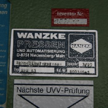 WANZKE SP S 63 Hydraulic CNC Punching Machine