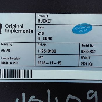 Quicke ALO Bucket 210H
