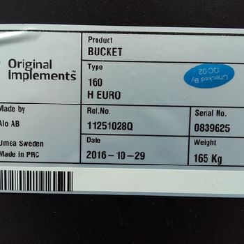 Quicke ALO Bucket 160H