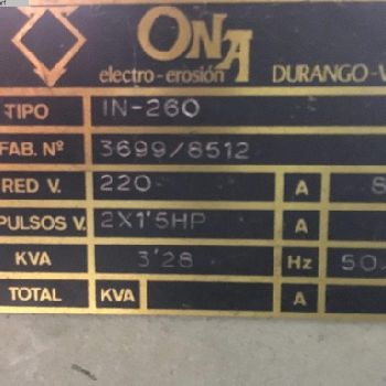 Erosion machine ONA IN 260