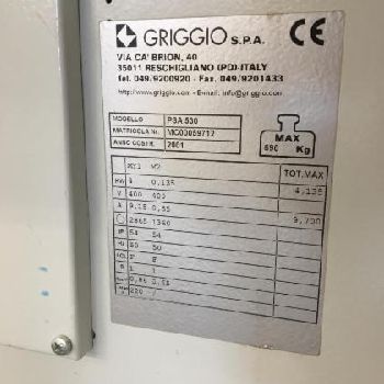 Used Griggio PSA530 Surface Planer - 1 Side (2001)