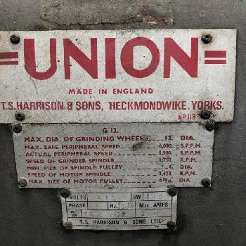 Union G12 Twin Wheel Pedestal Grinder