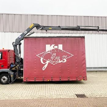 MAN TGM 12.250 4x2 LL with crane HMF 1110-K3, glass / window transporter, Edscha, radio