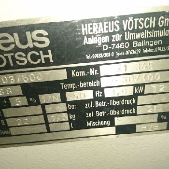 HERAEUS VÖTSCH VEM 03/500