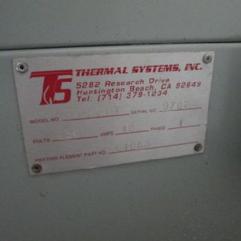 Thermal Systems Inc TS 127HT 230 V 1Ph 7"W X 12D Electric Furnace W/Digital Cntrl (#16536); Thermal Systems Inc TS 127HT 230 V 1Ph 7W X 12D Electric Furnace W/Digital Cntrl
