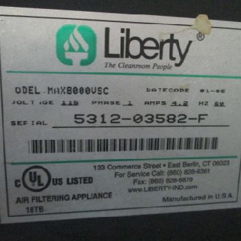 Liberty Industries Model MAX8000VSC 115V 1Ph Fan Filtering Unit New/01-05 (#17753); Liberty Industries Model MAX8000VSC 115V 1Ph Fan Filtering Unit New/01-05