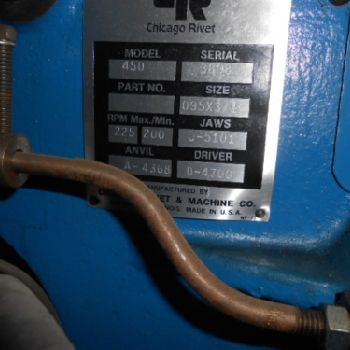 Chicago Riveter Model 450 Size 095 x 371 225 Max RPM, 5/8" Capacity (#12171)