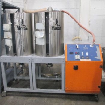 Motan Luxor TM 30 Cfm 50 Lbs/HR 460V 3Ph Dryer W/Dual Stainless Steel Drying Bin (#17861); Motan Luxor TM 30 Cfm 50 Lbs/HR 460V 3Ph Dryer W/Dual Stainless Steel Drying Bin