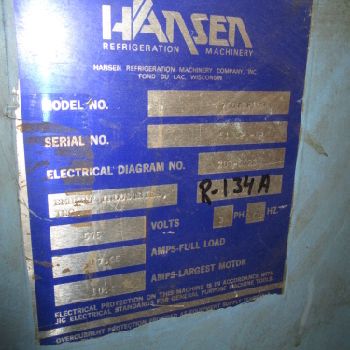 Hansen 750T3PLCS 5 Ton 2 Zone 460V 3Ph Air Cooled Chiller W/Ramco Temp Control (#17805); Hansen 750T3PLCS 5 Ton 2 Zone 460V 3Ph Air Cooled Chiller W/Ramco Temp Control