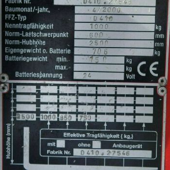 Sichelschmidt D410 load 1000kg defective