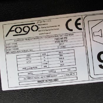 PERKINS STAMFORD 80 kVA Emergency generator - G17080815
