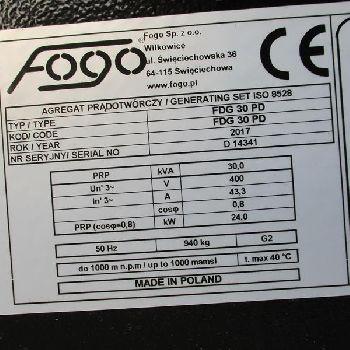 PERKINS STAMFORD 30 kVA Emergency generator - G17080806