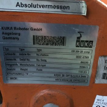 KUKA 6-Axis Robot KR_200 comp ; YoM 2008