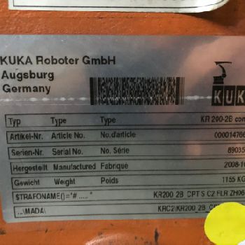 KUKA 6-Axis Robot KR_200 comp ; YoM 2008