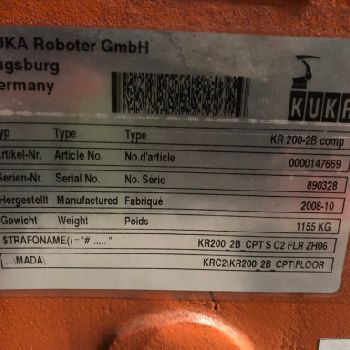 KUKA 6-Axis Robot KR_200 comp ; YoM 2008