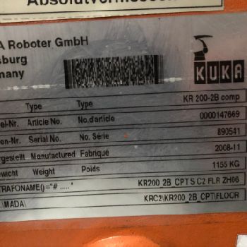 KUKA 6-Axis Robot KR_200 comp ; YoM 2008