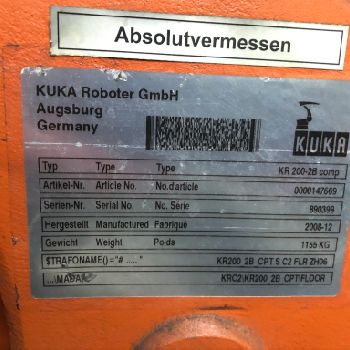 KUKA 6-Axis Robot KR_200 comp ; YoM 2008
