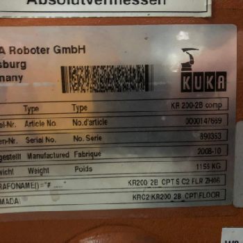 KUKA 6-Axis Robot KR_200 comp ; YoM 2008
