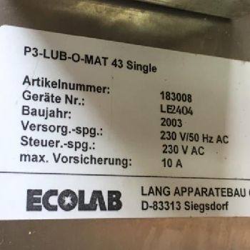 ECOLAB P3-LUB-O-MAT 43 Single