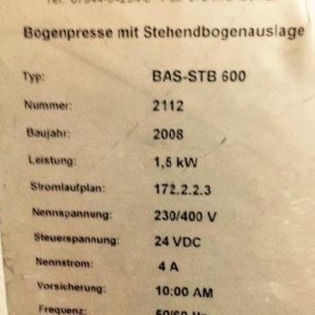 Desta BAS-STB 600 standing arch press delivery