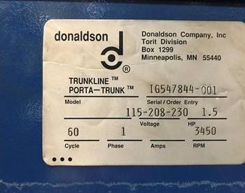 DONALDSON TORIT PORTA-TRUNK PORTABLE DUST COLLECTORInventory# 39997