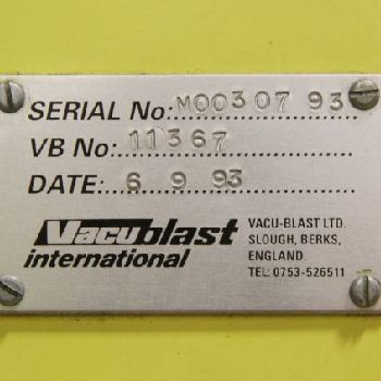 Wheelabrator Vacublast, Ventus 72S Industrial Shot Blast Cabinet