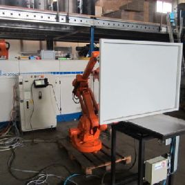 Robot ABB IRB 1400 S4Cplus M2000 with turntable and Fronius TPS 3200 and burner cleaner Fronius