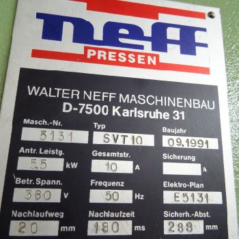 NEFF SVT 10 Hydraulic Press