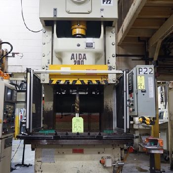 220 Ton,Aida#NC1-200(2), single point gap press,9.8" stroke,A/C &amp; brake,1985,#10400