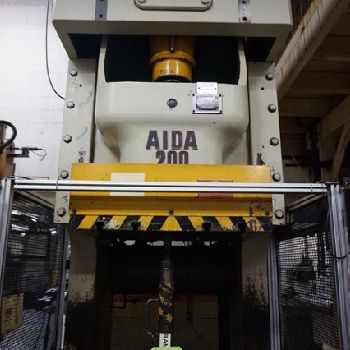 220 Ton,Aida#NC1-200(2), single point gap press,9.8" stroke,A/C &amp; brake,1985,#10400