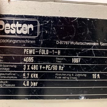 Pester#PEWO-FOLD-1-H, bundler overwrapper, serial# 4065, 1997, #2706-33