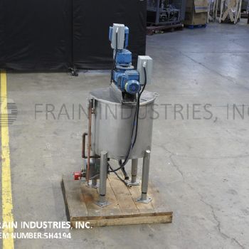 25 gal.Walker#PZ-K, 304 Stainless Steel jacketed cooker, cooler, 15 psi, 22" diameter x 20 deep, lift up covers