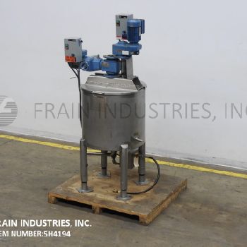 25 gal.Walker#PZ-K, 304 Stainless Steel jacketed cooker, cooler, 15 psi, 22" diameter x 20 deep, lift up covers