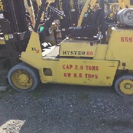 8500 lb.Hyster#S100XL2, forklift,LPG,84/162" triple stage mast,3-way,cushion tires,â€™01