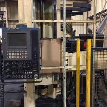 4.3"Kuraki#KBT-11WA, 78.7 X,59 X,57 Z,55x62.9 table,BT50,3k RPM,Fanuc 16iM,1997/98